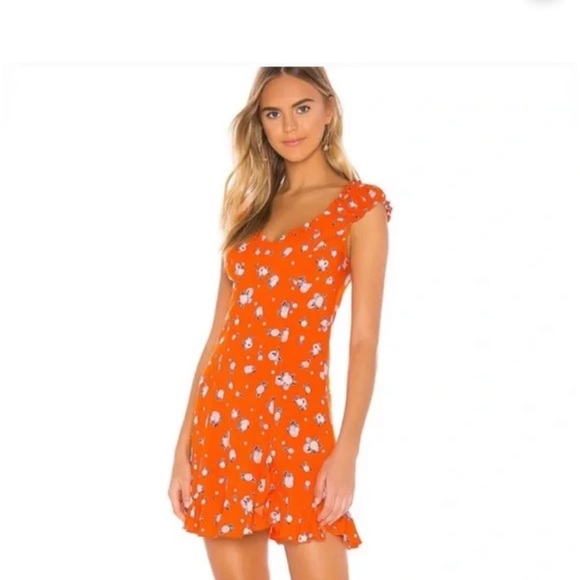 Free People| Orange Floral Dress Size XS NWT - Picture 7 of 11